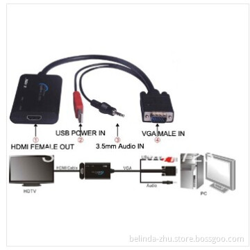 VGA with Video and Audio to HDMI HD 1080P Splitter Converter